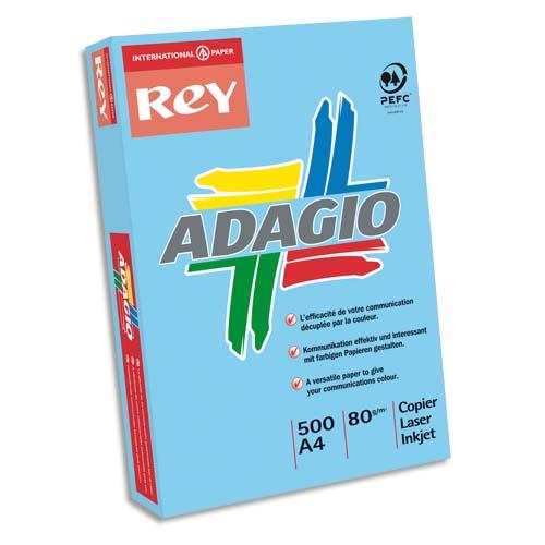 Ramette de 500 feuilles papier couleur Adagio copieur laser jet d encre - 80 g - A4 - bleu vif