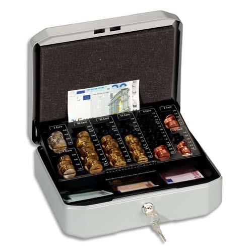 Caisse a monnaie Eurobox S de Durable - tole d acier - serrure double ancrage - gris - 28,3 x 10 x 22,5