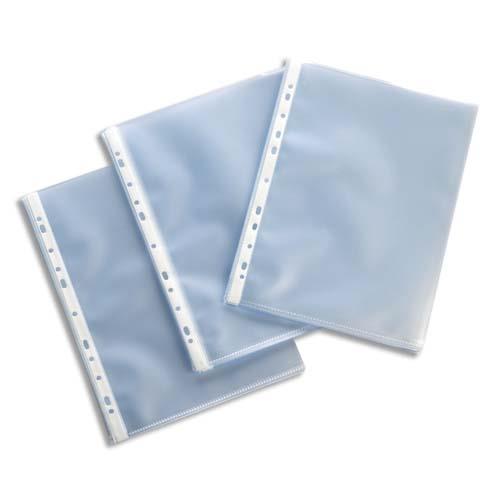 Pochettes perforees - polypropylene lisse 12/100e- format A4 21 x 29.7 cm - incolore - boite de 100