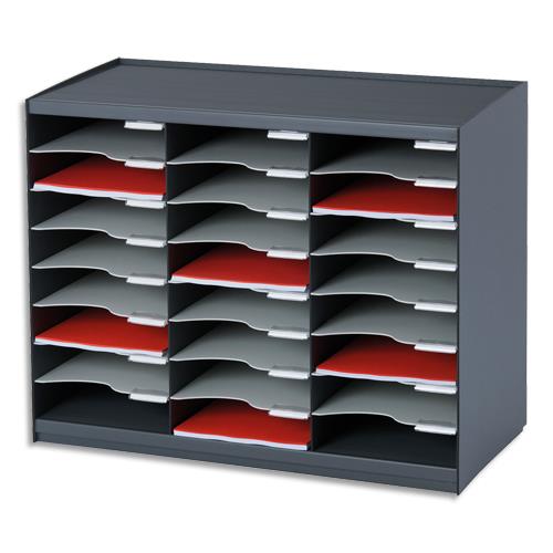 Trieur a courrier monobloc Evolution - 24 cases pour document A4 - coloris noir gris