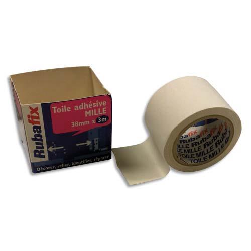 Toile adhesive Rubafix plastifiee et impermeable rouleau de 38mmx 3m - blanc