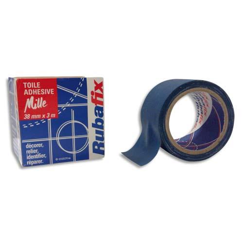 Toile adhesive Rubafix plastifiee et impermeable rouleau de 38mmx 3m - bleu
