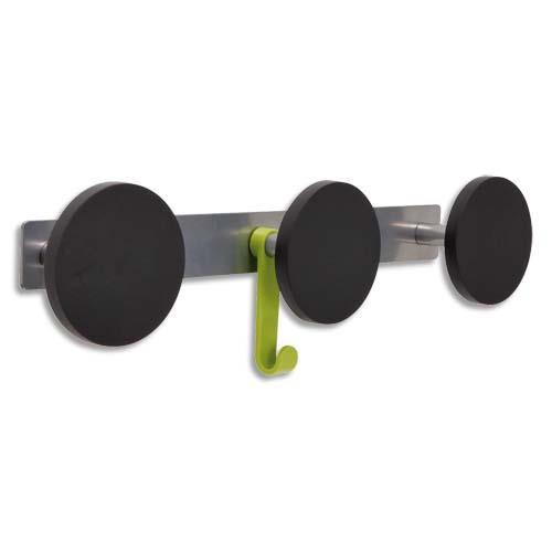 Porte manteaux mural - 3 pateres noires - 38x7x6 cm
