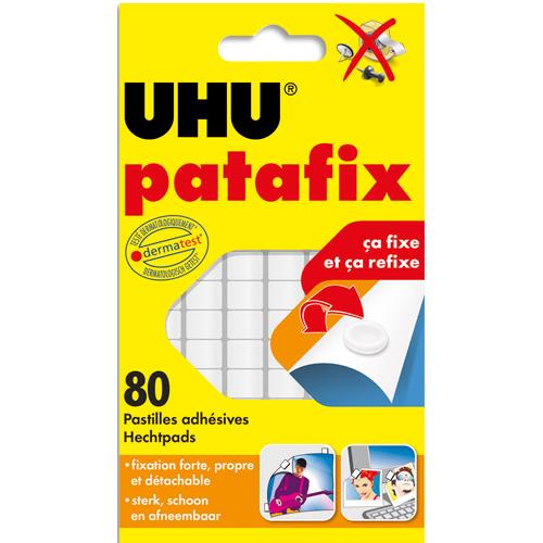 Bandes predecoupees de 80 pastilles Patafix Uhu Blanche - Etui de 6 bandes