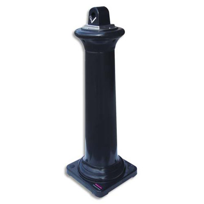 Cendrier d exterieur sur pied en polyethylene et acier galvanise noir Rubbermaid