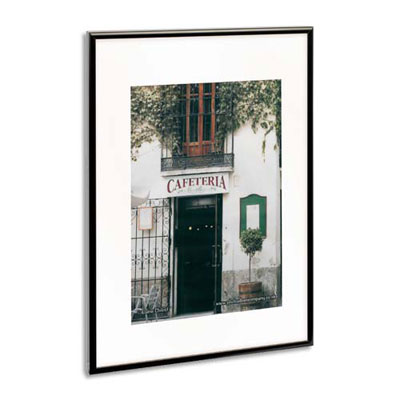 Cadre photo, contour alu noir - plaque transparente incassable - format 50x70 cm