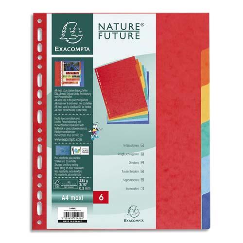 Intercalaires 6 positions - Carte lustree 3/10e - maxi format 24x30cm pour pochettes perforees