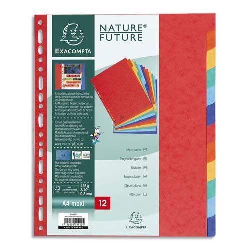 Intercalaires 12 positions - Carte lustree 3/10e - maxi format 24x30cm pour pochettes perforees