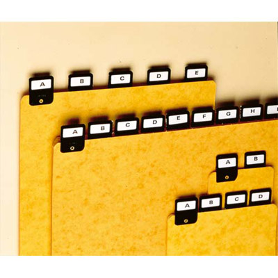 Jeu de 25 intercalaires avec onglet metallique pour boite a fiches VAL-REx - format A6 en largeur
