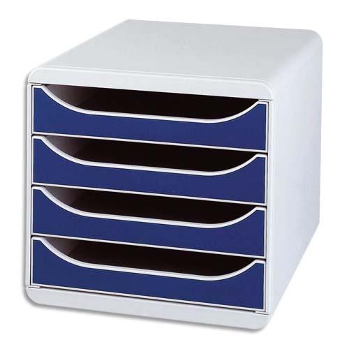 Caisson de classement a 4 tiroirs Big Box - gris/bleu