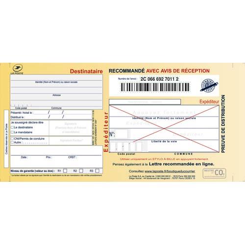 Boite de 100 liasses recommandees guichet avec AR SGR2 Paragon - agrement C606