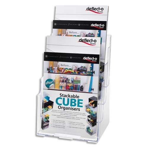 Porte brochures de comptoir Deflecto 4 cases vertical 21x29.7cm.