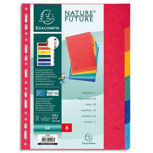 Intercalaires touches neutres colorees - A4 - Carte lustree - Jeu de 6