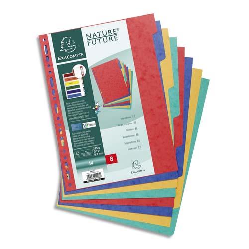 Intercalaires 8 positions - carte lustree 3/10e - format A4