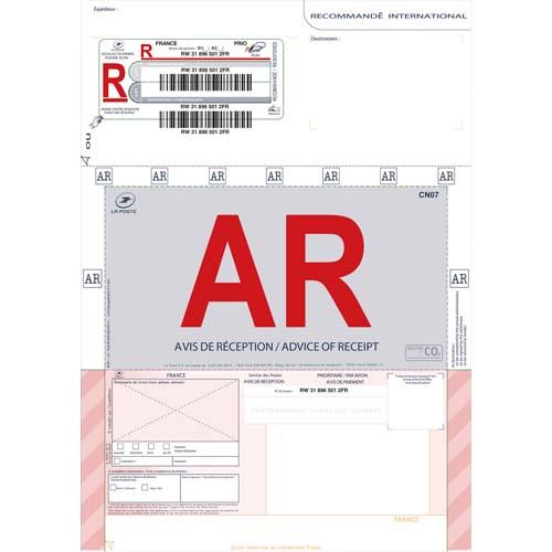 Boite de 250 imprimes recommandes avec AR international A4 IB1 3263 edition imprimantes