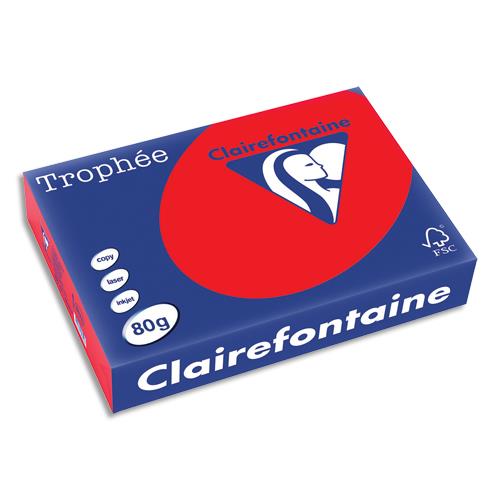 Papier couleur Trophee rouge corail - 80 g - A4 - ramette de 500 feuilles