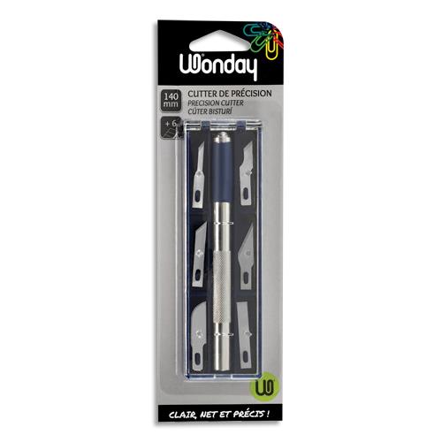 Coffret cutter de precision longueur 14 cm et 6 lames assorties