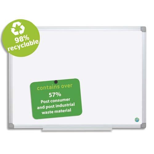 Tableau blanc emaille recyclable - 60 x 90 cm - cadre aluminium