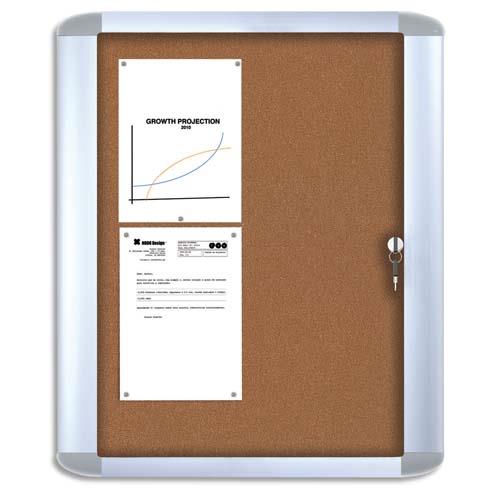 Vitrine d interieur Mastervision - 9 feuilles A4 - porte verre trempe - fond liege punaisable