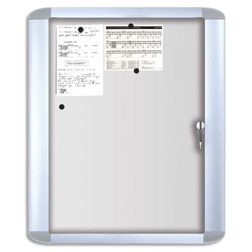 Vitrine d exterieur Mastervision - 4 feuilles A4 - porte verre trempe - fond laque blanc