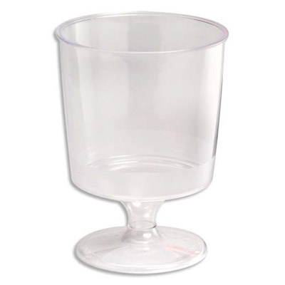 Verres a pied en plastique - 19 cl - sachet de 16 verres