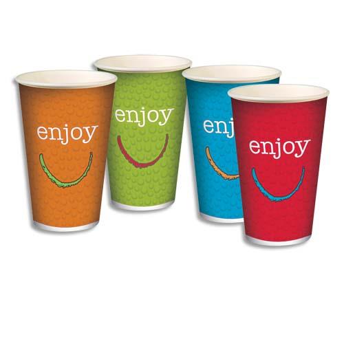 Gobelets de couleurs en carton pour boissons froides - 25 cl - coloris assortis - sachet de 100