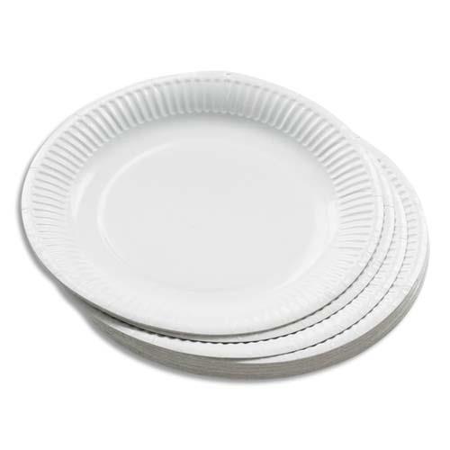 Sachet de 50 assiettes en carton blanc - diametre 23 cm