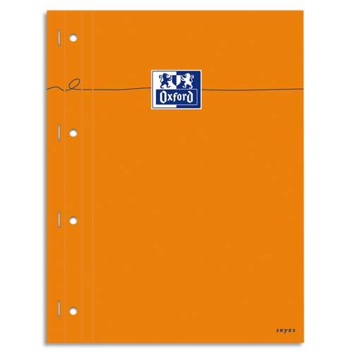 Bloc agrafe Oxford cotes perfore - reglure pleine page - format 23x29,7 cm - papier blanc grands carreaux Seyes