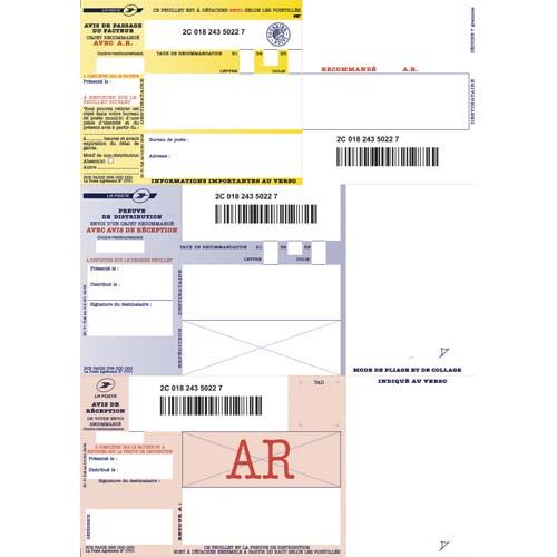 Boite de 1000 recommande avec AR pour format A4 - agrement la poste n°813