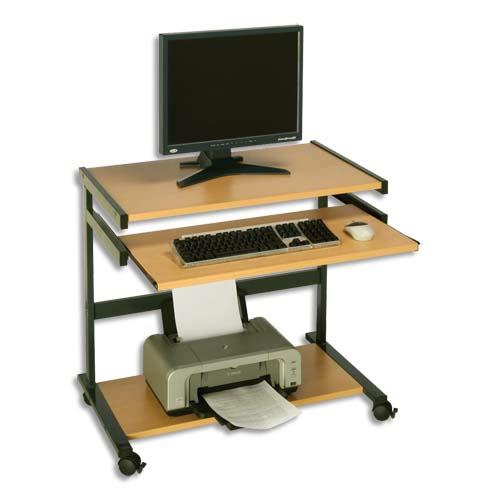 Poste informatique budget hetre anthracite 80x50 hauteur 76 cm