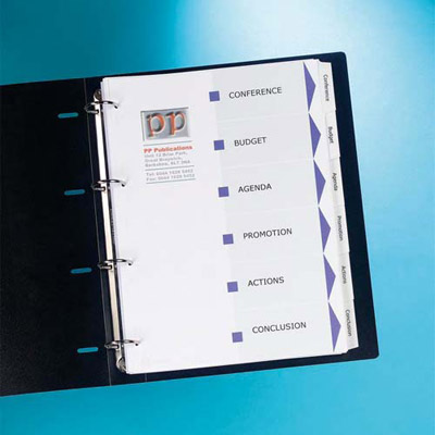 Intercalaires personnalisables Avery - carte 180 g - A4 -jeu de 6