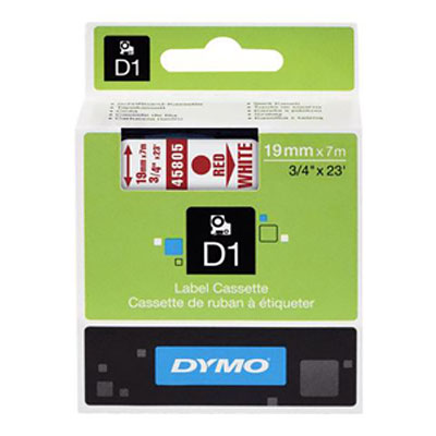Dymo D1 - Ruban rouge/blanc - 19mm x 7m