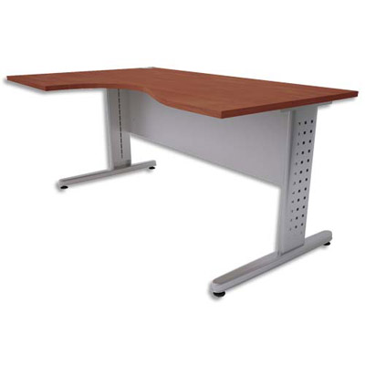 Bureau Impact pied L retour gauche 160x74x100 cm merisier