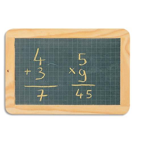 <strong>Ardoise</strong> naturelle avec cadre en bois face quadrille petits carreaux - 26 x 19 cm
