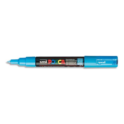 Marqueur peinture a eau Uniball - encre a pigmentation - Bleu clair - pointe extra fine Posca PC1MC/BC