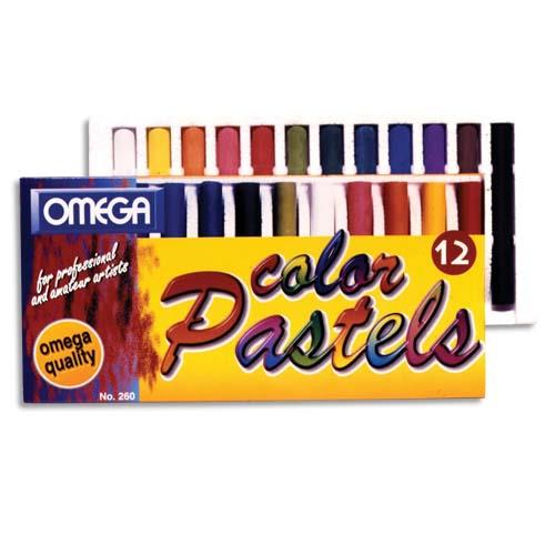 Boite de 12 pastels sec coloris assortis, 0,9 cm de diametre