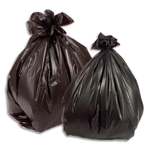 Sacs poubelles pour dechets legers - 100 L - noir - 35 microns - lot de 200 sacs