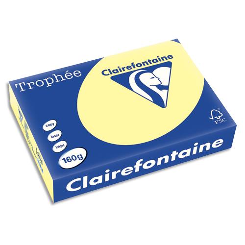 Ramette de 250 feuilles papier couleur canari Trophee Pastel - 160 g - A4