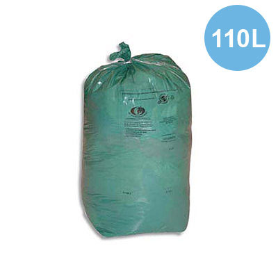 Sacs poubelles - 110 L - vert - 30 microns - lot de 200 sacs