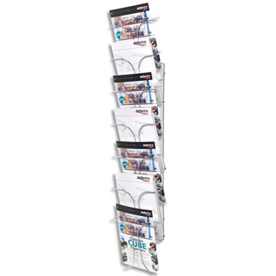 Presentoir documents mural DEFLECTO 7 compartiments - en fil d acier chrome