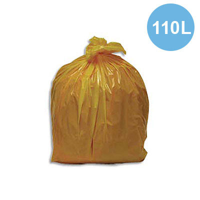 Sacs poubelles - 110 L - jaune - 30 microns - lot de 200 sacs