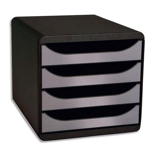 Module de classement Multiform - 4 tiroirs Big Box Noir/Argent