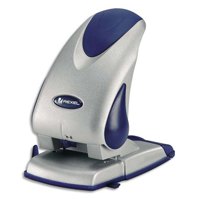 Perforateur 2 trous Rexel - metal - capacite 65 feuilles - coloris metal/bleu
