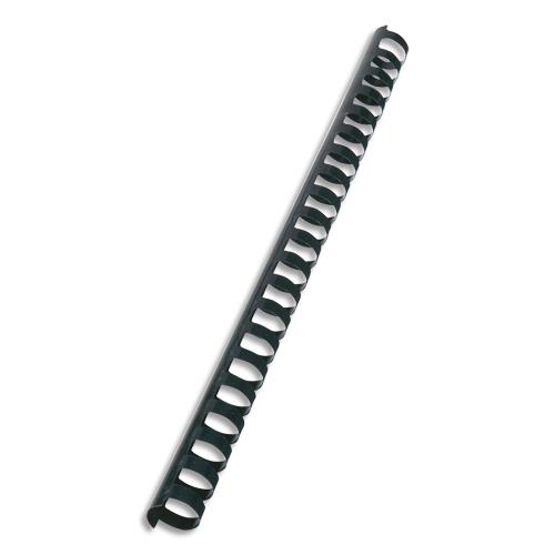 Baguette plastique a relier GBC - 12 mm - noir - boite de 100 - pour perforelieur