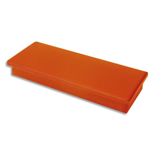 Aimants rectangulaires a teton Wstar - 2.2 x 4.8 cm - coloris orange - plaquette de 2