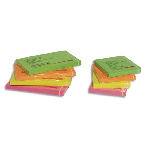 Bloc repositionnable de Wstar 100 feuilles 76 x 127mm coloris neon assortis