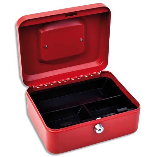 Caisse a monnaie economique en tole d acier 10/10e - rouge - 20 x 9 x 16 cm