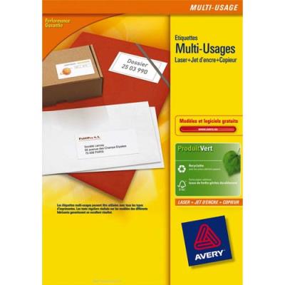 Etiquettes multi usages Avery 3484 - 105x37 mm - pour laser jet d'encre et copieur - boîte de 1600