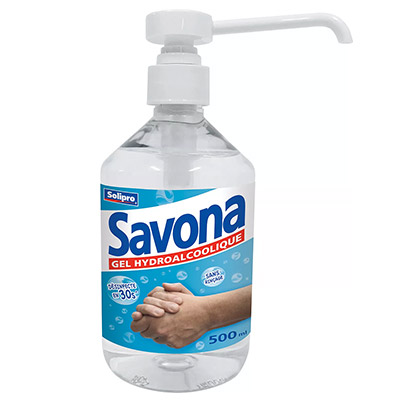 Gel hydroalcoolique pour les mains Savona - 500 mL