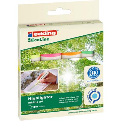 Surligneur Edding 24 Ecoline pointe biseautée 2-5 mm - pochette de 4 assortis